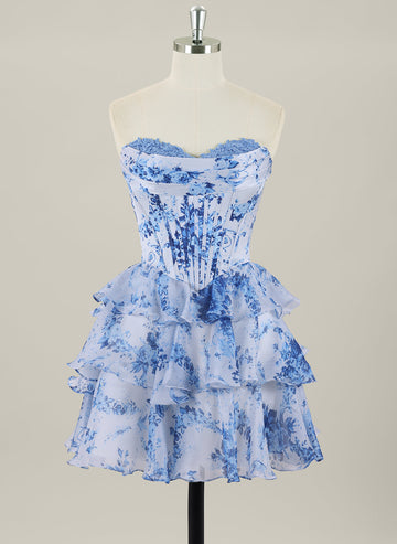 Ball-Gown/Princess Sleeveless Short Chiffon Homecoming Dress With Pleated