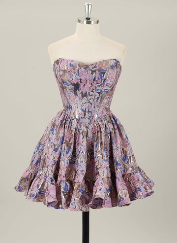 Ball-Gown/Princess Short Jacquard Homecoming Dress