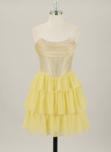 Ball-Gown/Princess Sleeveless Short Chiffon Homecoming Dress With Ruffle