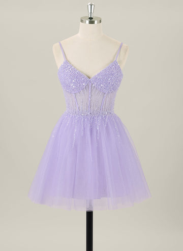Ball-Gown/Princess Sleeveless Short Tulle Homecoming Dress