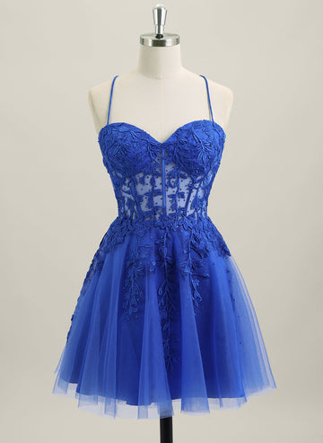 Ball-Gown/Princess Sleeveless Short Tulle Homecoming Dress With Rhinestone