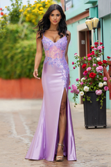 Spaghetti Straps V-Neck Sequins Jersey Trumpet/Mermaid Maxi Dress With Leg Slit