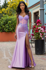 Spaghetti Straps V-Neck Sequins Jersey Trumpet/Mermaid Maxi Dress With Leg Slit