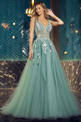 Sleeveless V-Neck Sequins Tulle Ball-Gown/Princess Maxi Dress