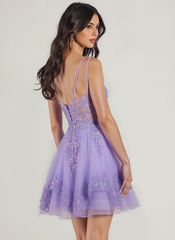 Ball-Gown/Princess V-Neck Short Tulle Mini Dress