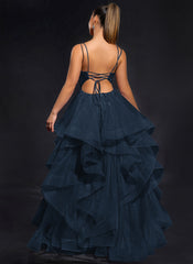 Ball-Gown/Princess Scoop Floor-Length Tulle Maxi Dresses With Rhinestone Beading