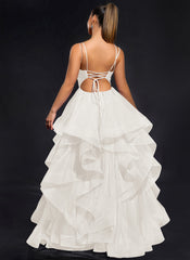 Ball-Gown/Princess Scoop Floor-Length Tulle Maxi Dresses With Rhinestone Beading