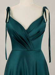 A-line Sweep Train Silky Satin Homecoming Dress With Pleated