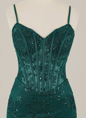 Sheath Spaghetti Straps Short Sequined Homecoming Dress