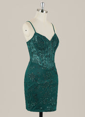 Sheath Spaghetti Straps Short Sequined Homecoming Dress