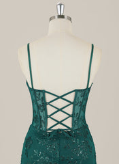 Sheath Spaghetti Straps Short Sequined Homecoming Dress
