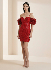 Sheath/Column Sweetheart Short Sequin Homecoming Dress With Sequins