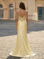 Trumpet/Mermaid V-Neck Sweep Train Jersey Maxi Dresses