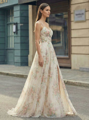 Ball-Gown/Princess Sweetheart Sweep Train Organza Maxi Dresses With Pleated