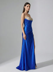 Trumpet/Mermaid Sweetheart Sweep Train Jersey Prom Dresses With Beading Sequins