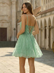 Ball-Gown/Princess Sweetheart Short/Mini Tulle Prom Dresses With Beading Sequins