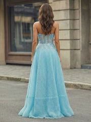 Ball-Gown/Princess Sweetheart Sweep Train Tulle Maxi Dresses With Sequins