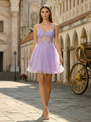 Ball-Gown/Princess Sleeveless Short Tulle Homecoming Dress
