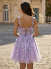Ball-Gown/Princess Sleeveless Short Tulle Homecoming Dress With Sequins