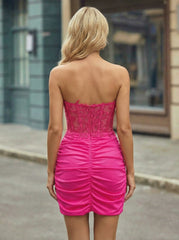 Sheath/Column Sleeveless Short Jersey Homecoming Dress With Appliques Lace