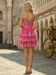 Ball-Gown/Princess Short Tulle Homecoming Dress With Sequins