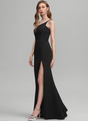 Sheath/Column One Shoulder Floor-Length Stretch Crepe Maxi Dresses