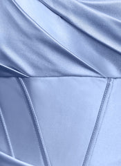 Convertible One Shoulder Ruched Corset Sheath Maxi Dress With Slit