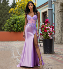 Spaghetti Straps V-Neck Sequins Jersey Trumpet/Mermaid Maxi Dress With Leg Slit
