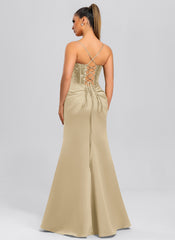 Sheath/Column Cowl Floor-Length Sequin Satin Maxi Dresses With Sequins