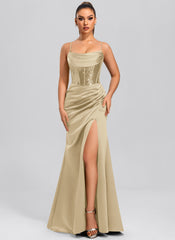Sheath/Column Cowl Floor-Length Sequin Satin Maxi Dresses With Sequins