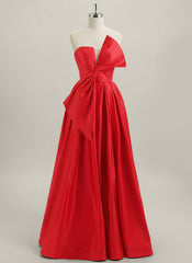 A-line Sleeveless Floor-Length Satin Maxi Dress With Bow