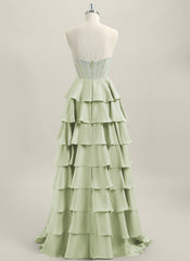 Ball-Gown/Princess Sleeveless Silky Satin Maxi Dress With Cascading Ruffles