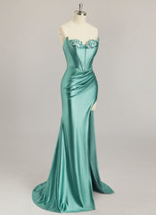 Trumpet/Mermaid Sweetheart Sweep Train Jersey Prom Dresses With Sequins