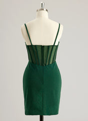 Sheath/Column V-Neck Short/Mini Jersey Prom Dresses With Rhinestone Beading