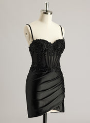 Sheath/Column Sweetheart Short/Mini Jersey Prom Dresses With Beading Sequins