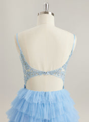 Ball-Gown/Princess V-Neck Floor-Length Tulle Prom Dresses With Appliques Lace Rhinestone