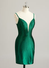 Sheath/Column V-Neck Short/Mini Jersey Prom Dresses With Rhinestone