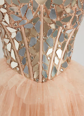 Ballkleid/Prinzessin Herzausschnitt Kurz/Mini Tüll Ballkleid mit Strass Pailletten und Perlenstickerei