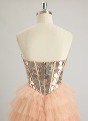 Ballkleid/Prinzessin Herzausschnitt Kurz/Mini Tüll Ballkleid mit Strass Pailletten und Perlenstickerei