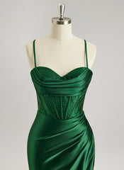 Sheath/Column Sweetheart Floor-Length Jersey Prom Dresses With Rhinestone