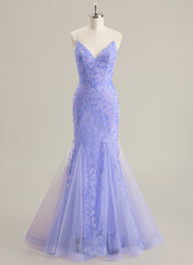 Robe De Bal Sirène en Dentelle Col V Longueur au Sol