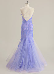 Robe De Bal Sirène en Dentelle Col V Longueur au Sol