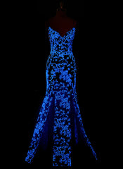 Robe De Bal Sirène en Dentelle Col V Longueur au Sol