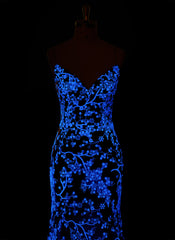 Robe De Bal Sirène en Dentelle Col V Longueur au Sol