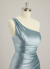 Trompete/Meerjungfrau One-Shoulder Sweep-Schleppe Jersey Ballkleid mit Strass