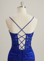 Trumpet/Mermaid V-Neck Sweep Train Jersey Lace Maxi Dresses With Pleated Sequins