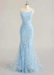 Trumpet/Mermaid Scoop Sweep Train Tulle Lace Maxi Dresses With Sequins