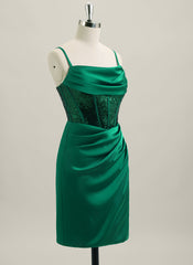 Sheath/Column Sleeveless Short Matte Satin Homecoming Dress With Ruffle
