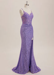 Trumpet/Mermaid V-Neck Floor-Length Jersey Prom Dresses With Sequins