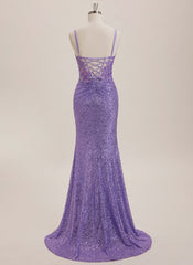 Trumpet/Mermaid V-Neck Floor-Length Jersey Prom Dresses With Sequins